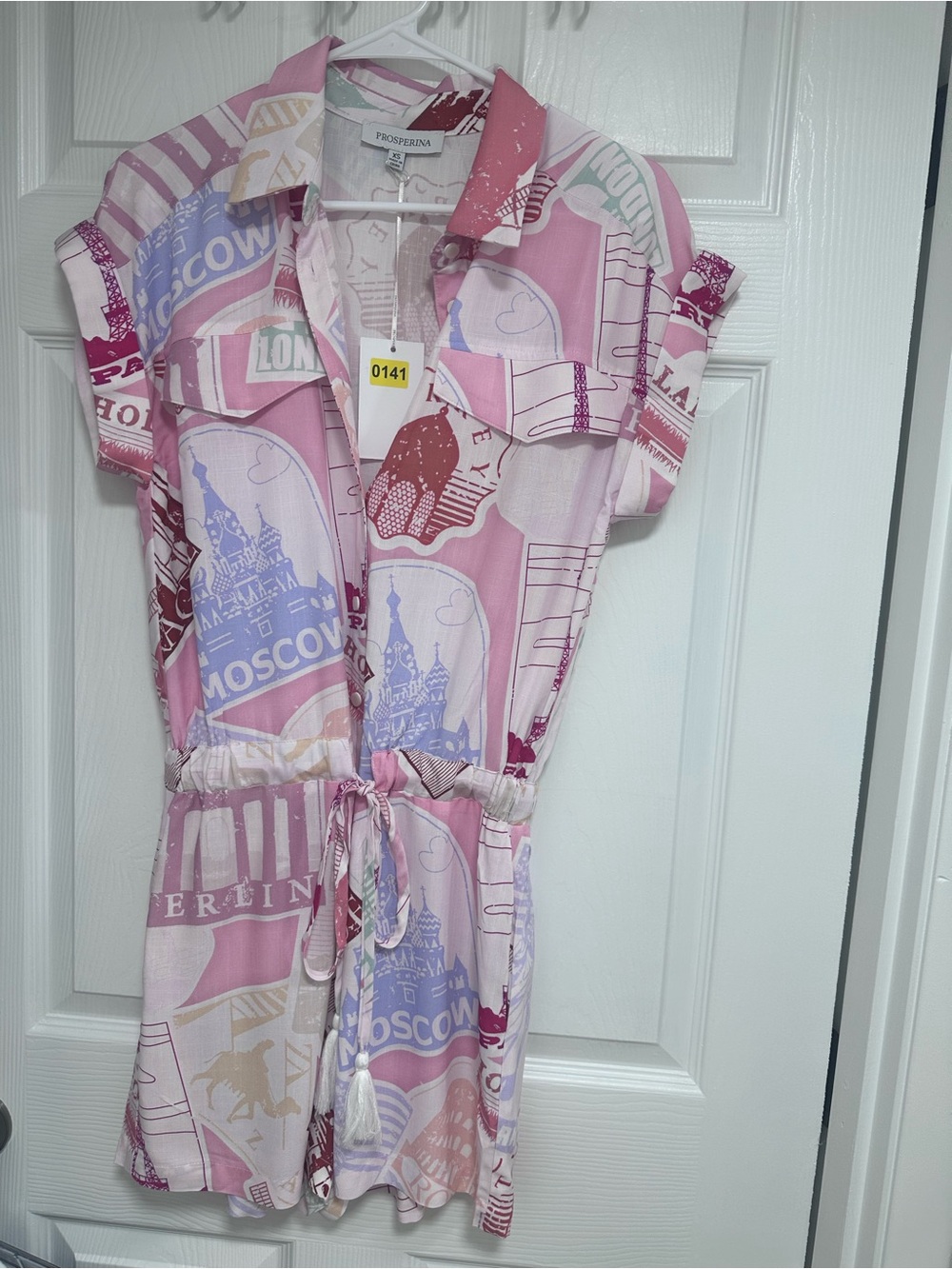 Prosperina Pink & Lavender Graphic Travel The World  Romper